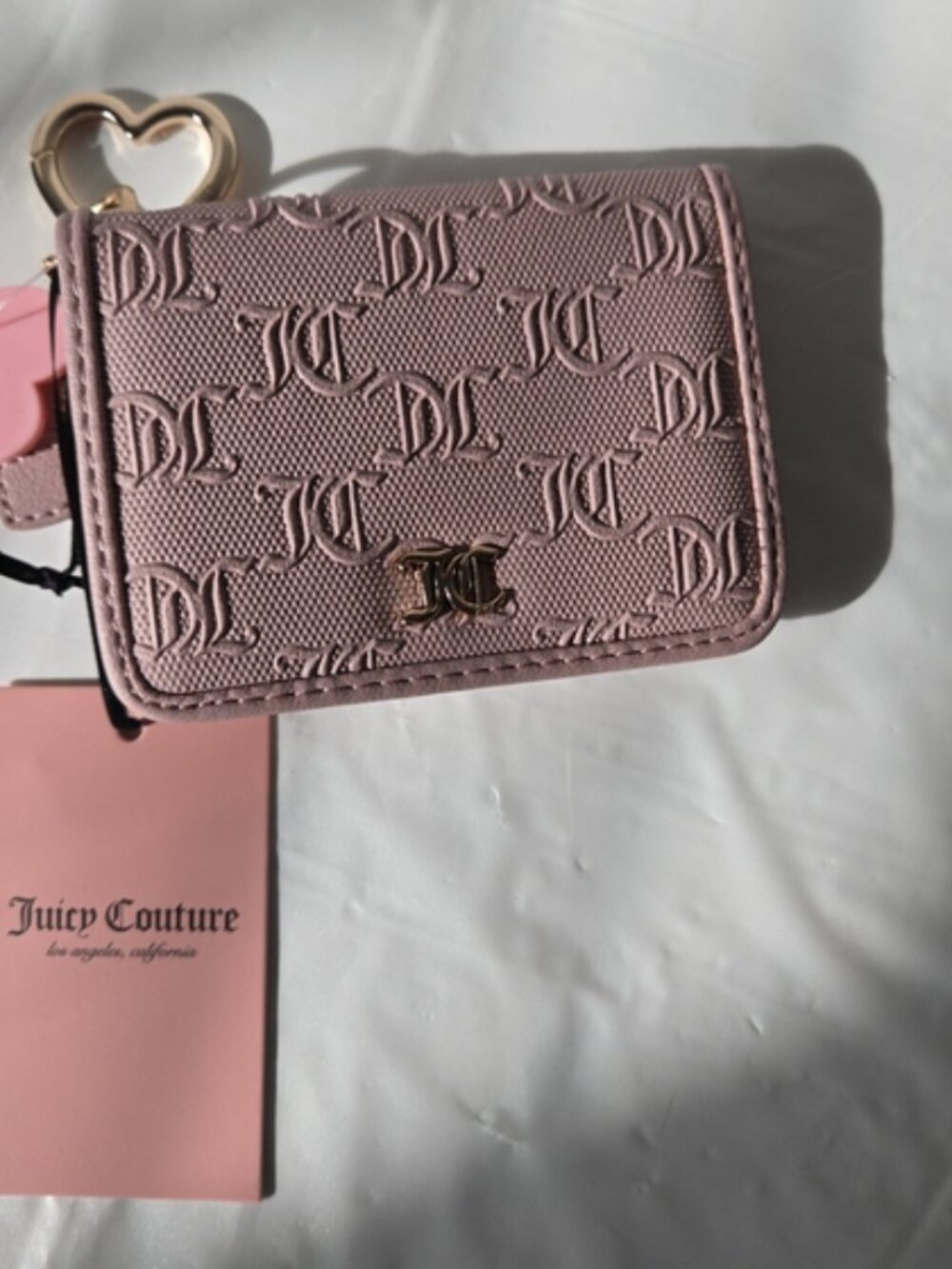 Juicy Couture Dusty Blush Wallet – Gold Logo Keychain & Bow Charm - Picture 5 of 9